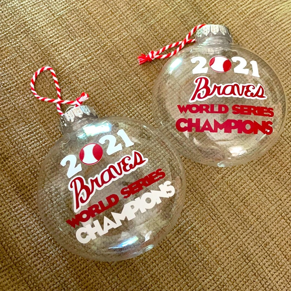 NEW Set Braves World Series champions 2021 Ornament clear flat circle Fill it up
